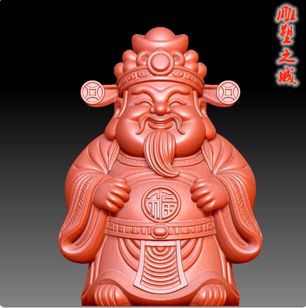 圆雕图三维图STL雕刻素材3D打印立体图精雕 财神爷手把件摆件