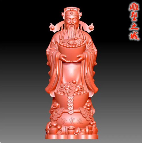 圆雕图三维图STL雕刻素材3D打印立体图精雕   财神爷编号9004