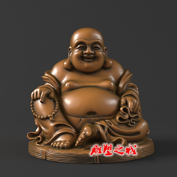 弥勒坐2  弥勒佛圆雕图三维图stl雕刻设计素材3D打印立体图