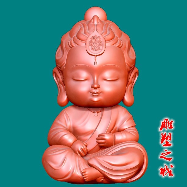 圆雕图三维图STL雕刻3D打印素材立体图精雕  9396宝宝佛