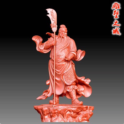三维立体图3D打印雕刻图stl圆雕图   9502旗开得胜关公羽