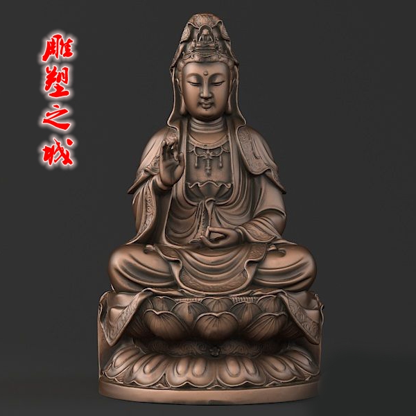 坐观音像   圆雕图三维图STL雕刻素材3D打印立体图精雕