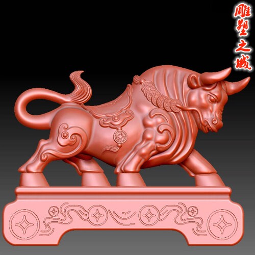 三维立体图3D打印雕刻图stl圆雕图    9486发财牛