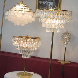 法式 轻奢水晶落地灯客厅沙发边氛围感水晶台灯床头灯婚房浪漫台灯