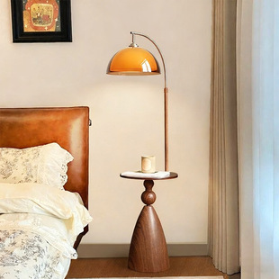 法式 中古风落地灯客厅沙发旁置物架茶几一体氛围灯卧室床头柜台灯