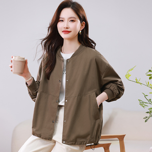 休闲短外套女春秋季2026新款大码宽松棒球服妈妈早春纯棉上衣夹克