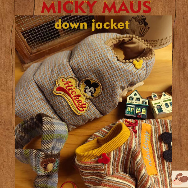 milos&doggy 米洛西多奇宠物服装 复古米奇T恤 羽绒服