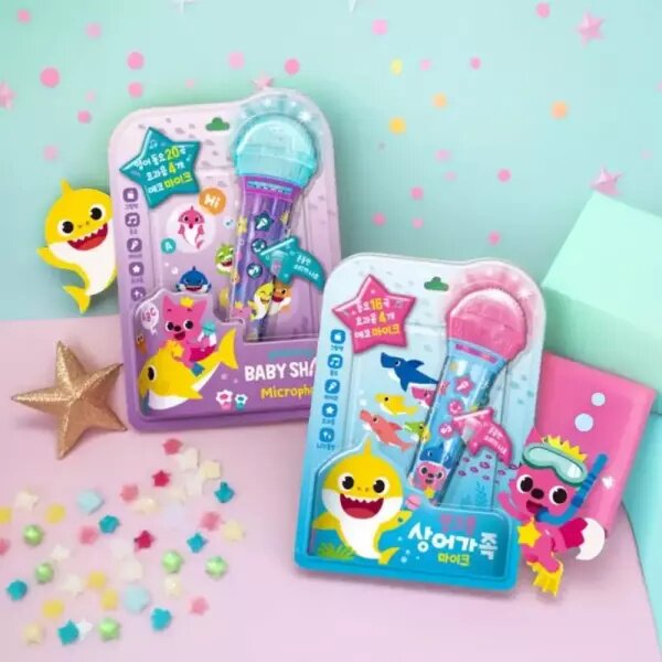 满158元包邮 韩国采购碰碰狐pinkfong鲨鱼 麦克风玩具