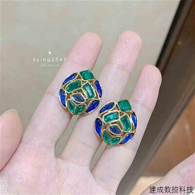 议价trifari海报款琉璃马赛克耳夹vintage拍前询价