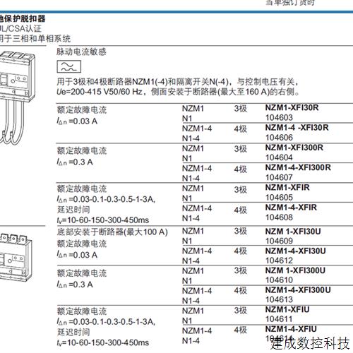 议价伊顿穆勒NZM1-4-XFI30R塑壳断路器漏电继电器