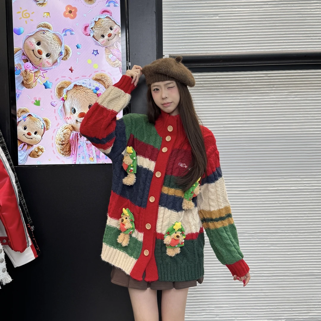 13DE小熊圣诞小鹿宽松显瘦毛衣