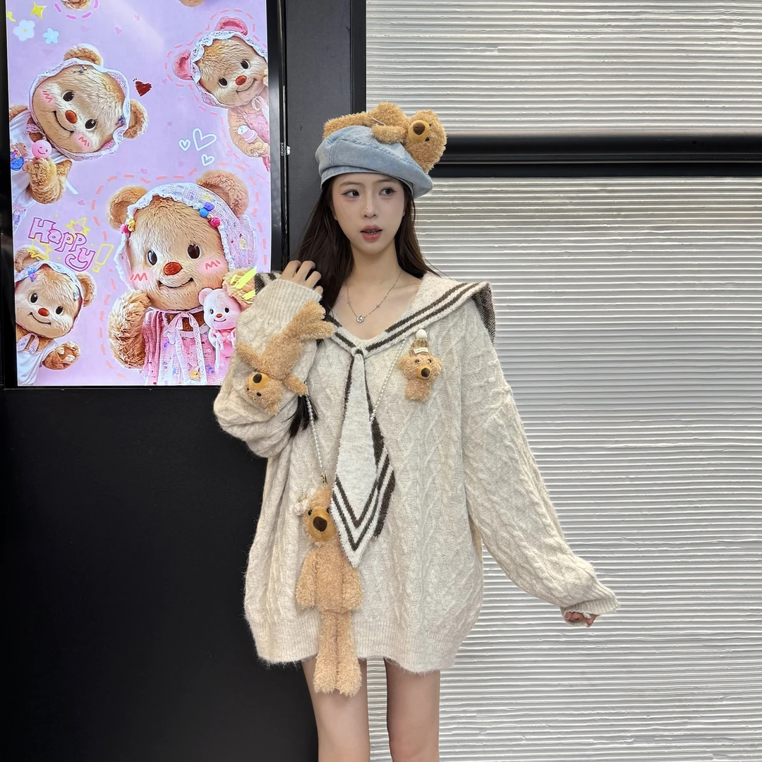 13D小熊E秋季拼色甜美休闲女外套