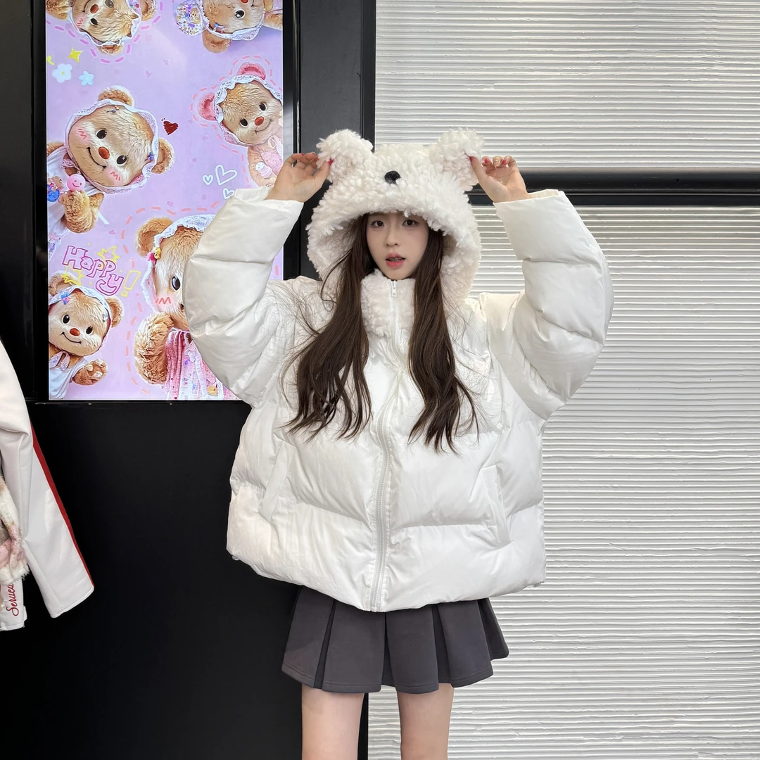 小熊冬季新款保暖毛绒棉服