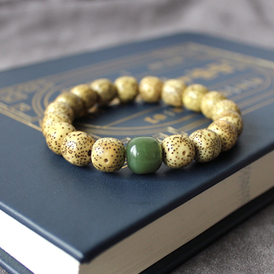 原生态海南星月菩提子鸡油黄手串单圈男弹力手链老型桶珠女生文玩