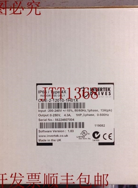 原装供应INVERTEK ODE-2-12010-1H01X IP66 / TYPE4X 1 3PH 250VA