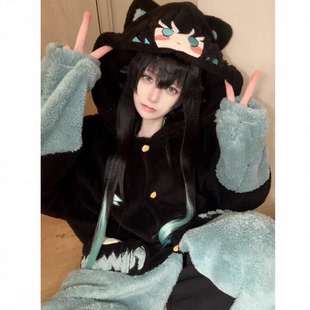 现货速发！【高质量】鬼灭之刃时透无一郎珊瑚绒睡袍睡衣家居服