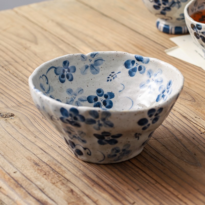 日本进口手绘粗陶餐盘家用复古