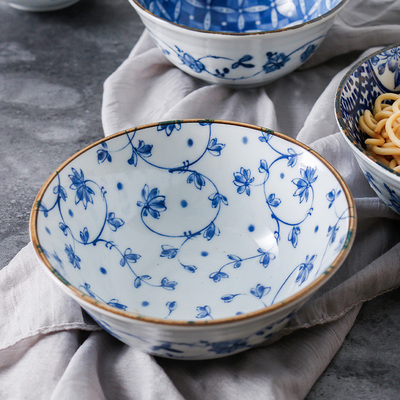 家用日本进口饭碗釉下彩青花