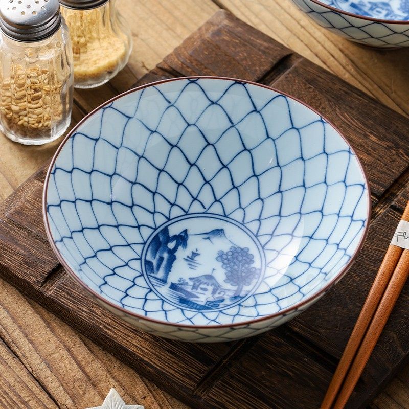 爱悦居日本进口陶瓷日式家用餐具小碗家用米饭碗釉下彩面碗汤碗,餐饮具,盘,淘宝优惠券,粉丝福利购,淘宝优惠卷