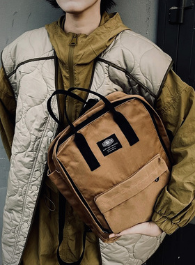 LEONIKITA美拉德色系14寸电脑包纯色百搭尼龙防水双肩包