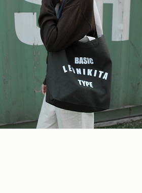 LEONIKITA 春夏新品 简约纯色基本款印花单肩帆布包