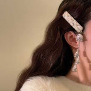 秀禾中式银色民族铃铛流苏发夹风铃刘海气质侧边小众头饰礼服发饰