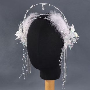 高端复古气质婚纱仙气水晶珍珠发箍 婚礼礼服发饰蝴蝶发箍