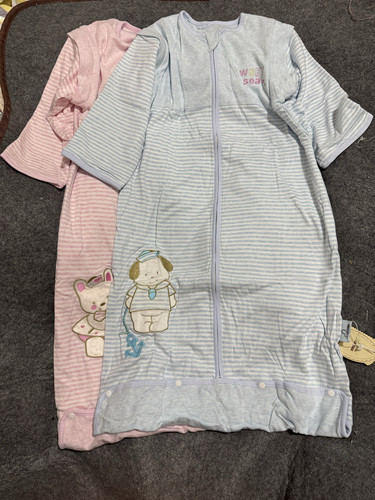 外贸原单春夏宝宝纯棉双层棉布带可脱卸长袖睡袋防踢被