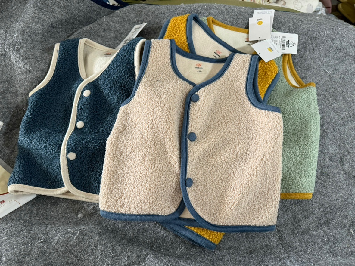 外贸原单秋冬儿童女童男童双层绒保暖马甲