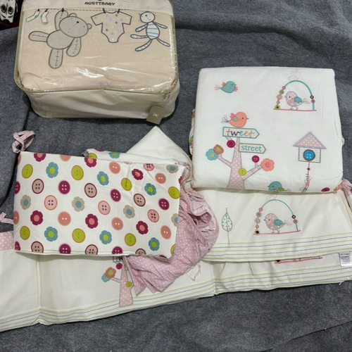 外贸原单秋冬新生婴幼儿宝宝纯棉可脱卸内胆夹棉床品被子七件套