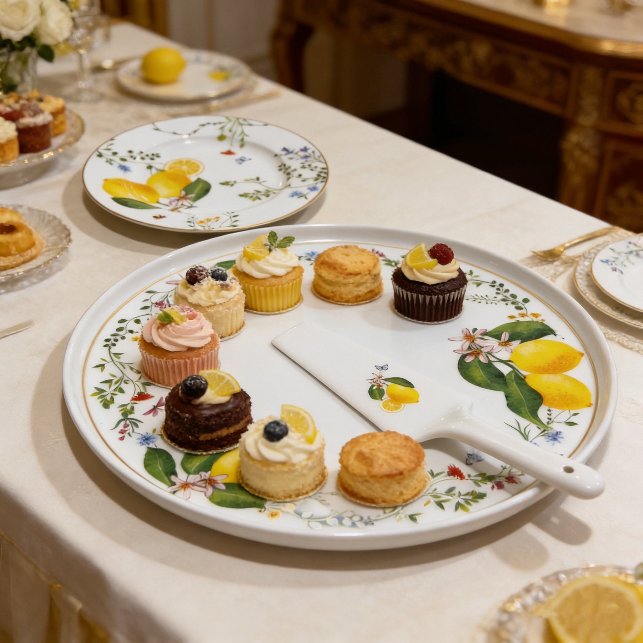 外贸原单出口蛋糕托盘果盘圆形大托盘蛋糕托盘带铲甜品托盘大圆盘,餐饮具,餐用托盘,淘宝优惠券,粉丝福利购,淘宝优惠卷