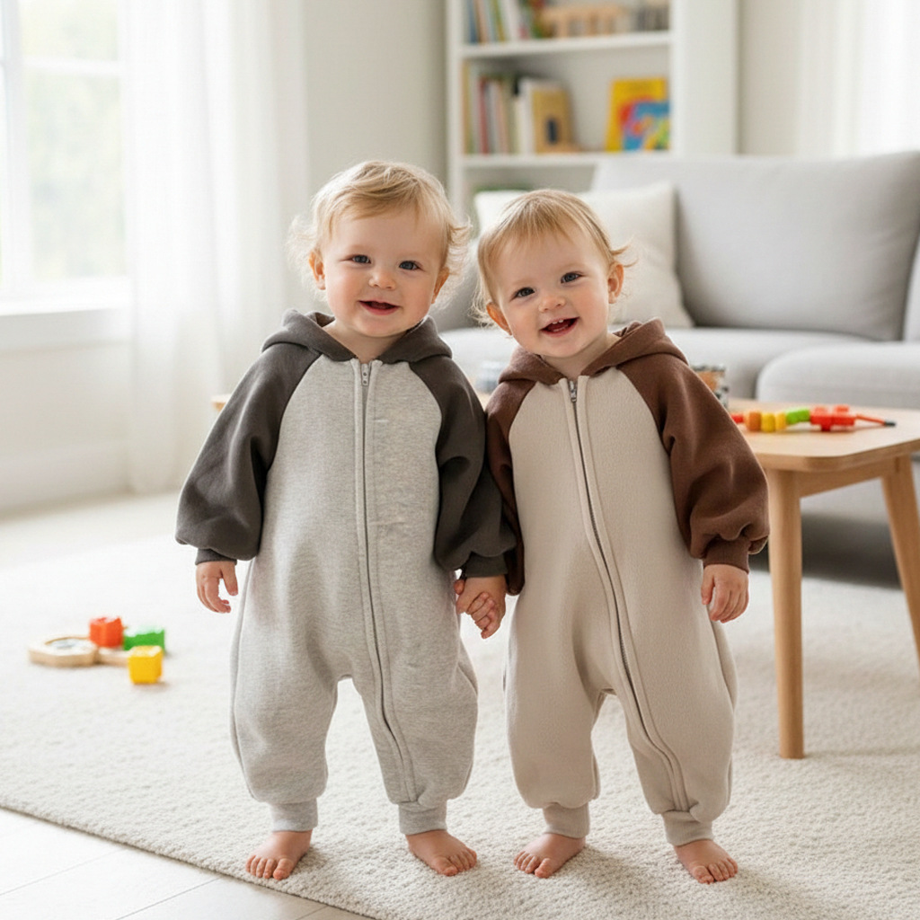 冬装婴童连体衣婴儿韩系男女宝宝洋气拉链冬季加绒加厚卫衣长爬服