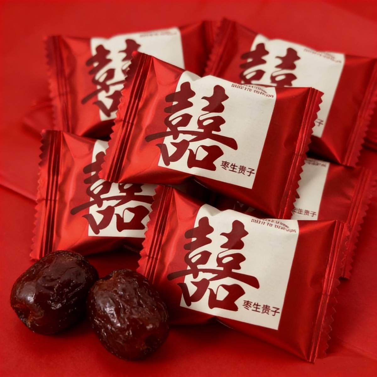 高端年轻人的喜糖枣子蜜枣独立包装小包装结婚喜枣订婚伴手礼批发