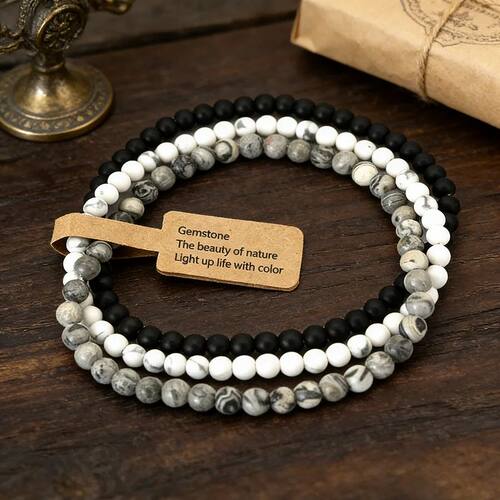 Premium 3Pcs/Set 4mm Stone Beads Bracelet Men Grade A