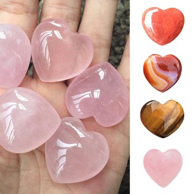 Gemstones Natural Rose Quartz Crystals Love Puffy Heart