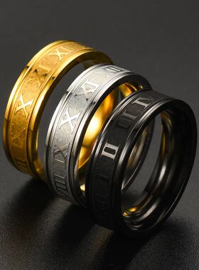 Roman Numberss Ring Temperament 6mm Width Stainless Steel