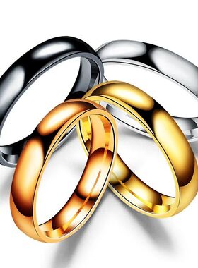 Simple 4mm 6mm Titanium Ring Women Men Prevent Allergy High