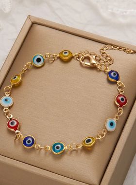 Lucky Turkey Evil Eye Bracelet For Women Men Colorful Red
