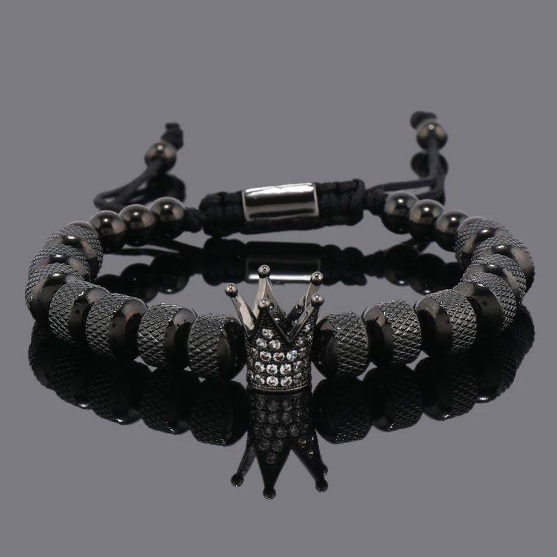 Luxury Crown Charms Stainless Steel Beads Man Bracelet