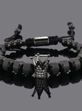 Luxury Crown Charms Stainless Steel Beads Man Bracelet