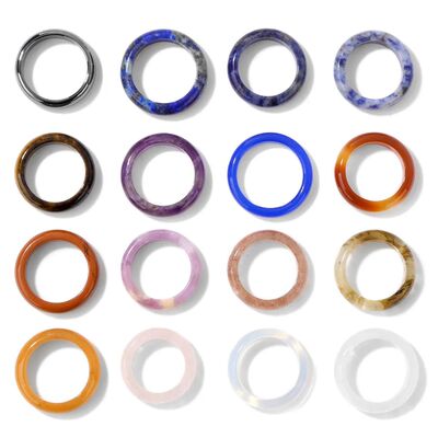 5pcs/set Natural Quartzs Rings 16-20mm Lapis Lazuli