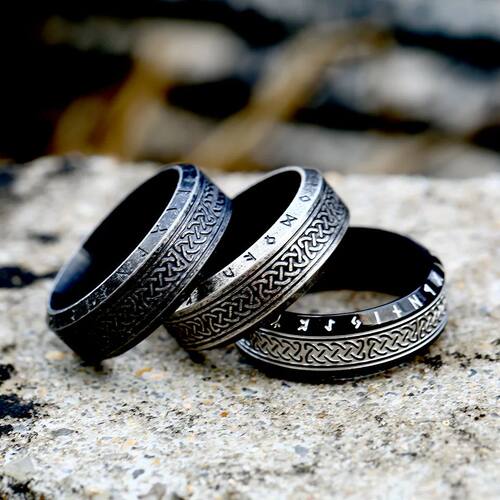 Odin Norse Viking Amulet Rune Rings For Men Cool Stainless