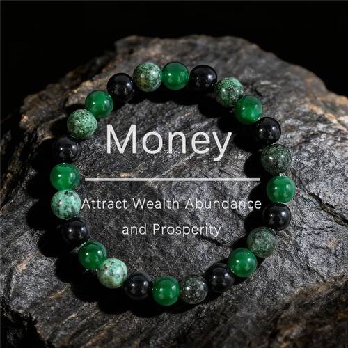 Fashionable 8mm Green Beaded Bracelet - Handmade Elastic