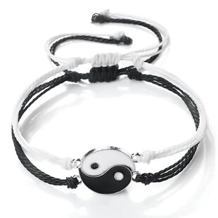 2Pcs/Set Black White Yin Yang Couple Bracelets Men Women