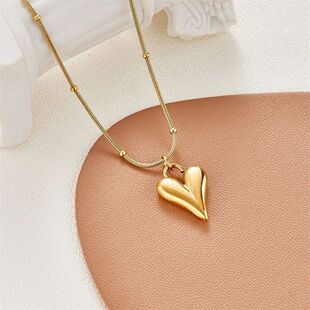 steel Classic Necklace Stainless Pendant Peach Heart