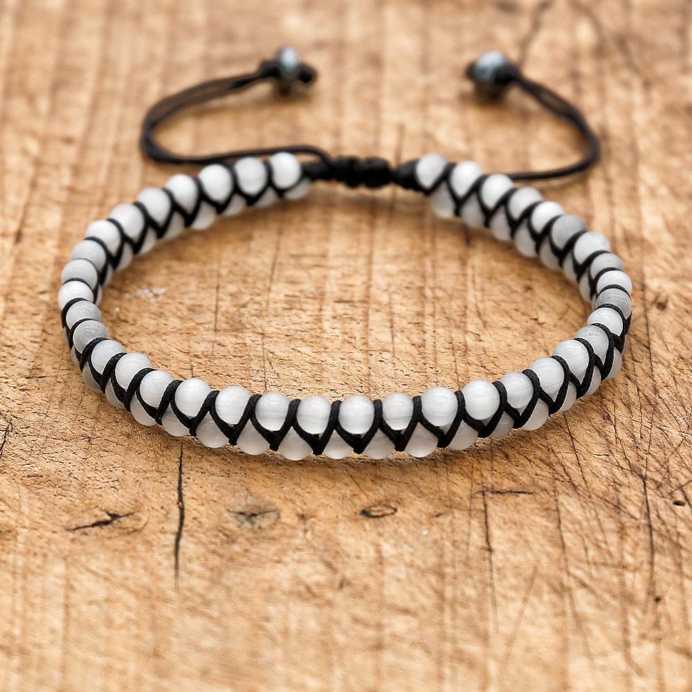 4mm White Opal Beads Double Layer Bracelets for Women Men