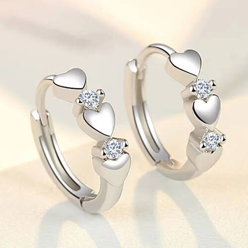 Cute Heart Small Hoop Earrings Women 3 Metal Colors Trendy