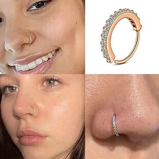Cubic for Steel Round Ring Stainless Nose Fake Zircon Women
