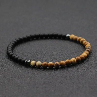Simple Style Bicolor 4mm Beaded Bracelet Men Women Handmade