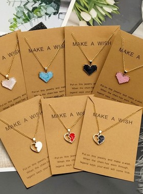 New Trendy  Pendant Necklace Red White Blue Hollow Mosaic